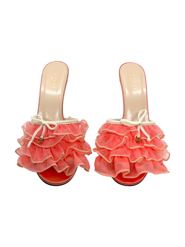 Gucci Ruffled Bow Accent Heels